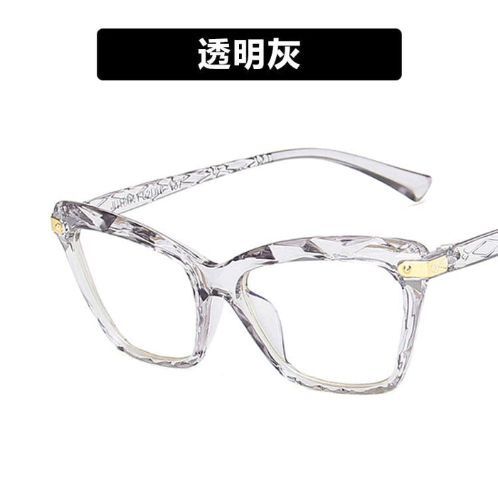 Wholesale Anti Blue Light Cat's Eye Crystal Faceted PC Glasses Frame JDC-SG-PLS008 Sunglasses 普琳丝 grey Wholesale Jewelry JoyasDeChina Joyas De China