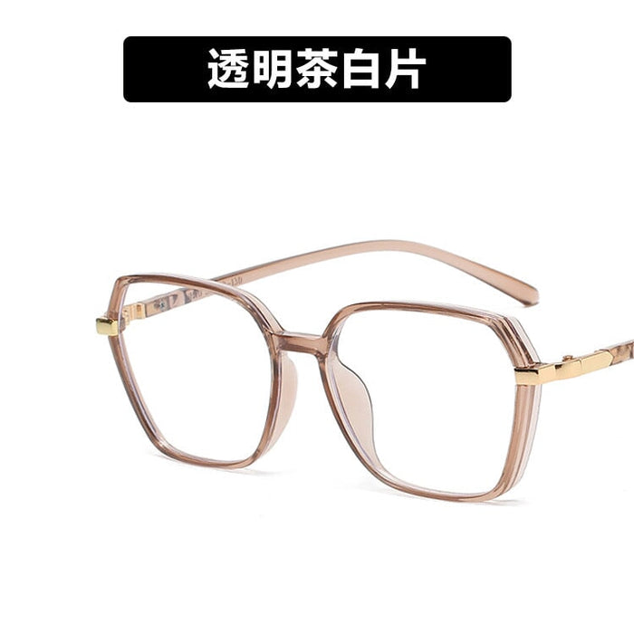 Wholesale Anti Blue Light Irregular PC Glasses Frames JDC-SG-PLS017 Sunglasses 普琳丝 Transparent tea white / Wholesale Jewelry JoyasDeChina Joyas De China