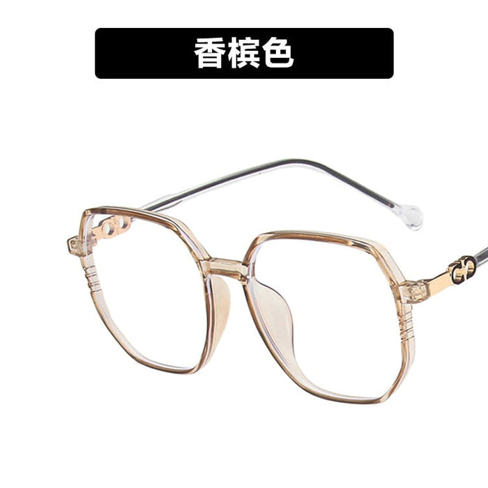 Wholesale Anti Blue Light PC Glasses Frame Irregular Flat Mirror JDC-SG-PLS020 Sunglasses 普琳丝 champagne / Wholesale Jewelry JoyasDeChina Joyas De China