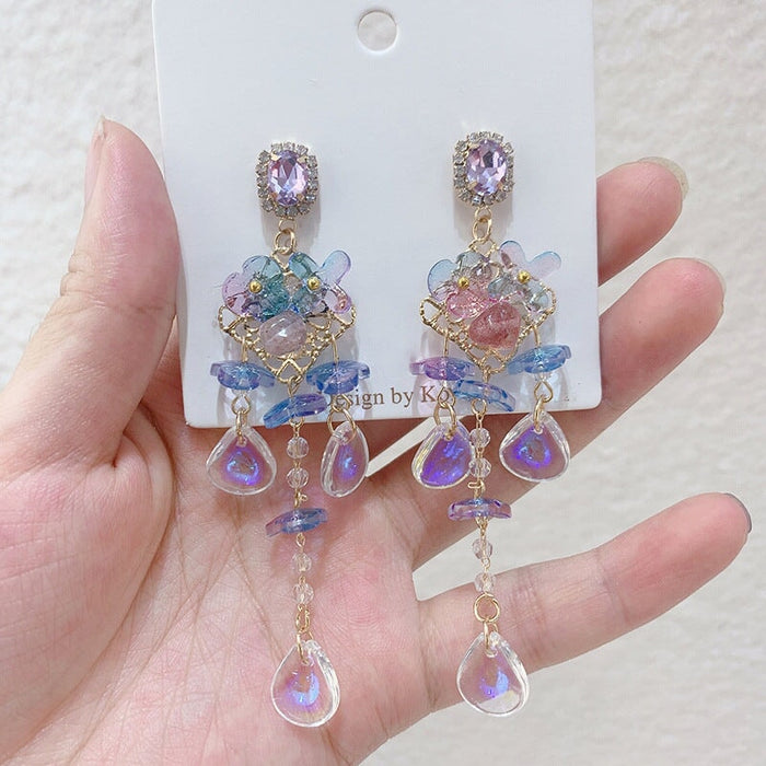 Wholesale Baroque Butterfly Amethyst Beaded Fancy Rhinestone Earrings 925 Silver Needle JDC-ES-JMENG001 Earrings 简梦 2 Wholesale Jewelry JoyasDeChina Joyas De China