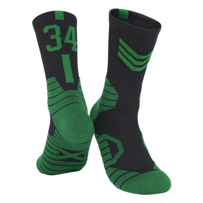 Wholesale Basketball Socks Polyester High Elastic Silk Long Mid Tube Sports Socks JDC-SK-LingTu008 Sock 领途 Black and Green No.34 39-44 Wholesale Jewelry JoyasDeChina Joyas De China