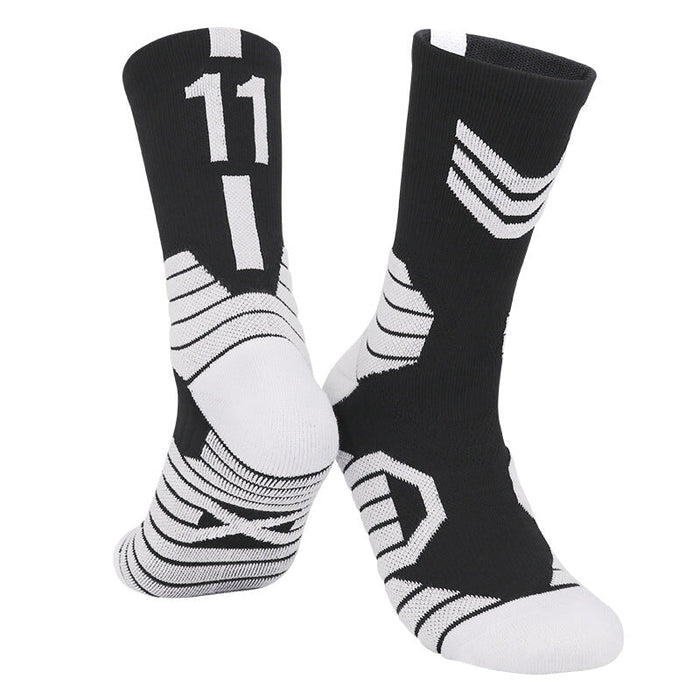 Wholesale Basketball Socks Polyester High Elastic Silk Long Mid Tube Sports Socks JDC-SK-LingTu008 Sock 领途 black white No.11 39-44 Wholesale Jewelry JoyasDeChina Joyas De China