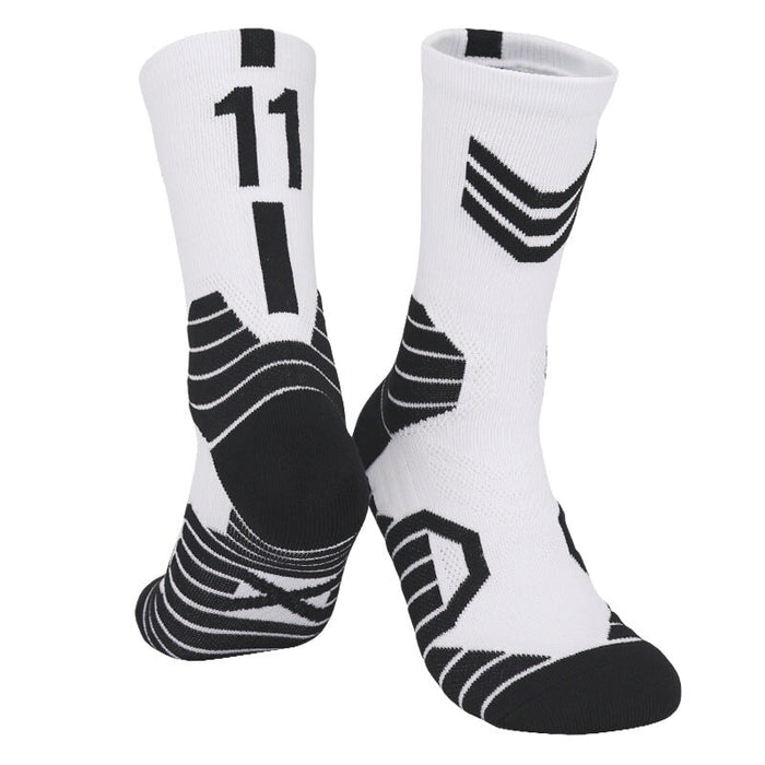 Wholesale Basketball Socks Polyester High Elastic Silk Long Mid Tube Sports Socks JDC-SK-LingTu008 Sock 领途 White and Black No.11 39-44 Wholesale Jewelry JoyasDeChina Joyas De China