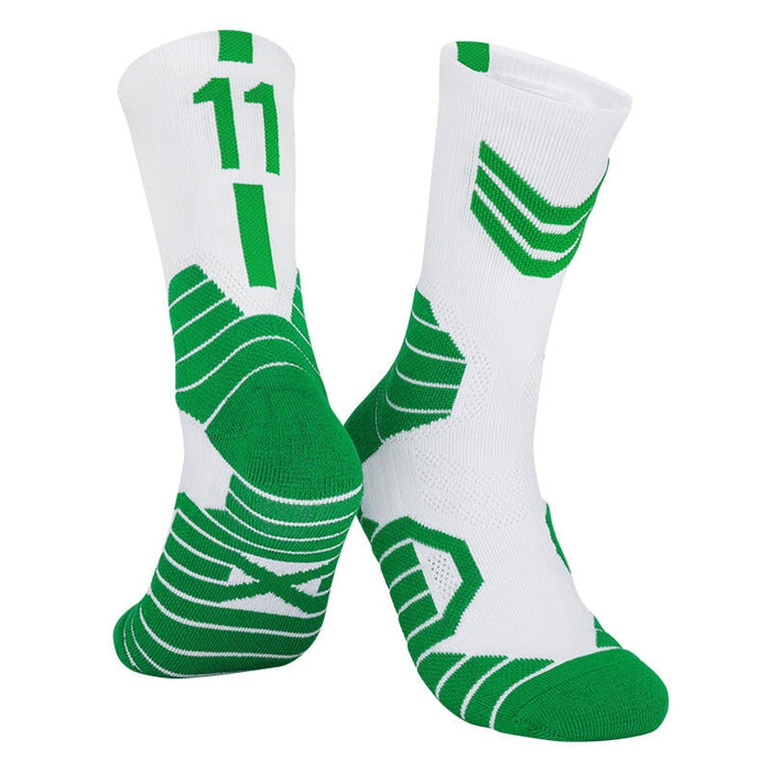 Wholesale Basketball Socks Polyester High Elastic Silk Long Mid Tube Sports Socks JDC-SK-LingTu008 Sock 领途 White and Green No.11 39-44 Wholesale Jewelry JoyasDeChina Joyas De China