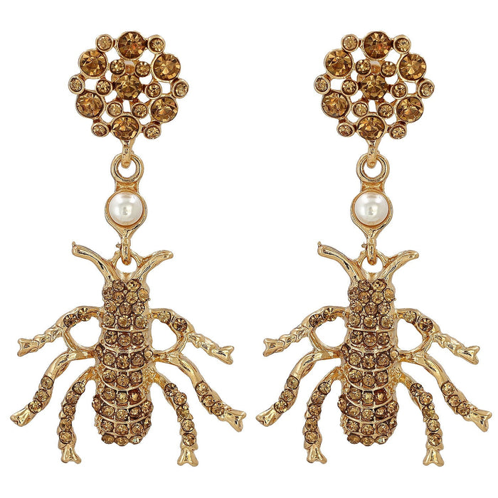 Wholesale Bee Alloy Rhinestone Earrings JDC-ES-JJ356 Earrings 聚嘉 champagne Wholesale Jewelry JoyasDeChina Joyas De China