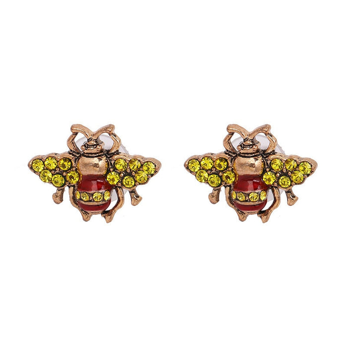 Wholesale Bee Diamond Insect Alloy Earrings JDC-ES-LIUM003 Earrings 榴芒 03 Wholesale Jewelry JoyasDeChina Joyas De China