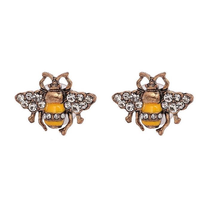 Wholesale Bee Diamond Insect Alloy Earrings JDC-ES-LIUM003 Earrings 榴芒 Wholesale Jewelry JoyasDeChina Joyas De China