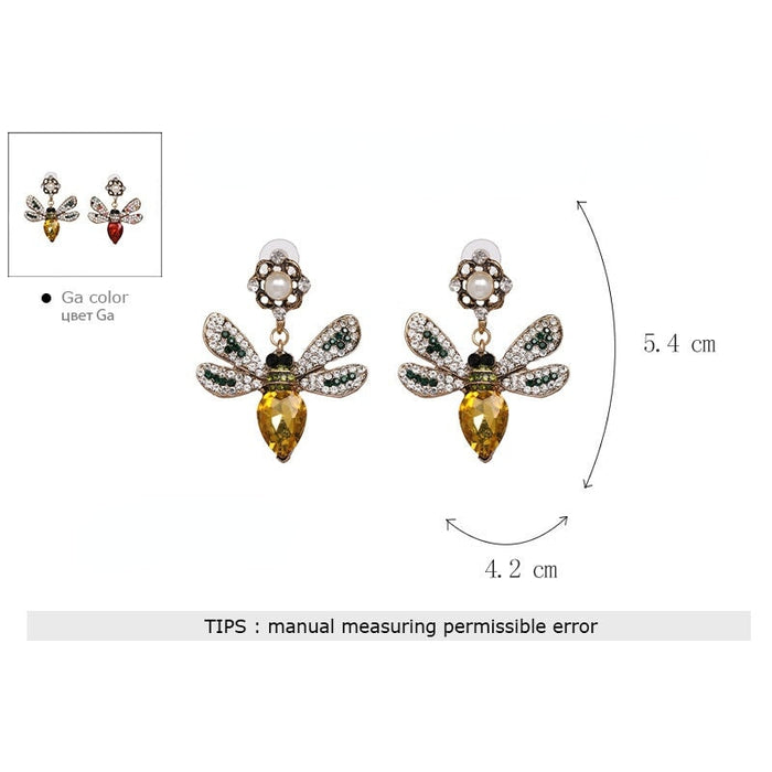 Wholesale Bee Metal Rhinestone Earrings JDC-ES-JJ354 Earrings 聚嘉 Wholesale Jewelry JoyasDeChina Joyas De China