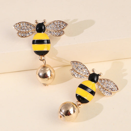 Wholesale Bee Pearl Alloy Rhinestone Earrings JDC-ES-JJ358 Earrings 聚嘉 Wholesale Jewelry JoyasDeChina Joyas De China