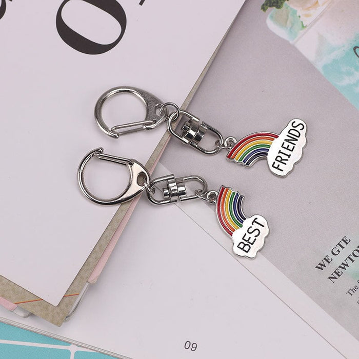 Wholesale Best Friends Alloy Enamel Rainbow Keychain JDC-KC-TianG004 Keychains 天高 Wholesale Jewelry JoyasDeChina Joyas De China