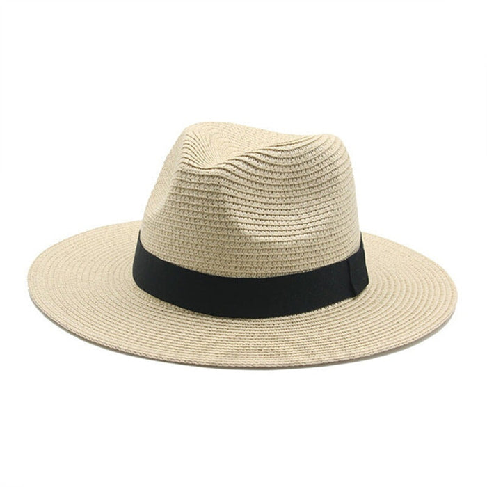 Wholesale Black Belt Outdoor Beach Straw Hat JDC-FH-Guanchuan003 Fashionhat 冠川 Wholesale Jewelry JoyasDeChina Joyas De China