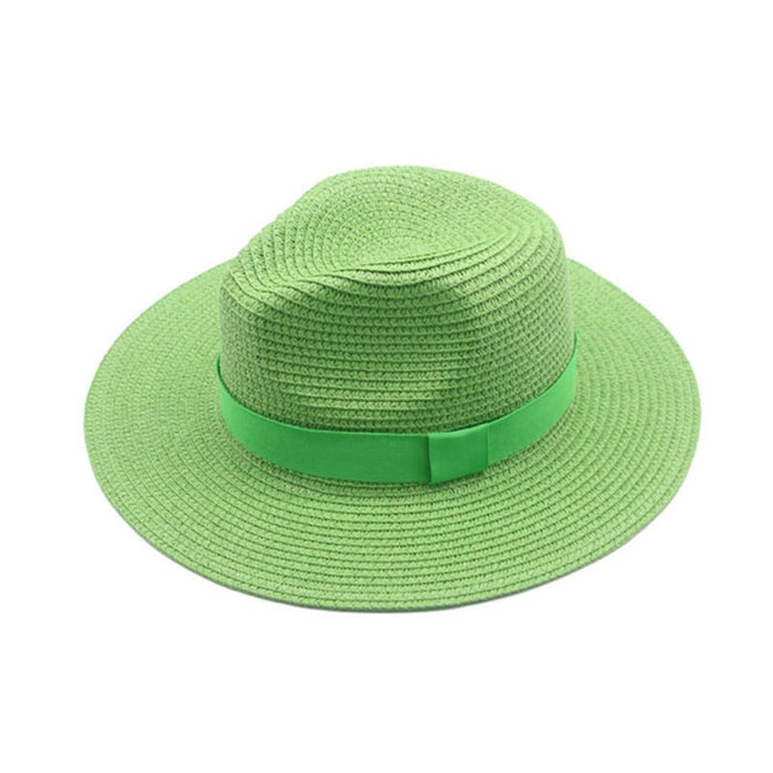 Wholesale Black Belt Outdoor Beach Straw Hat JDC-FH-Guanchuan003 Fashionhat 冠川 green M(56-58cm) Wholesale Jewelry JoyasDeChina Joyas De China