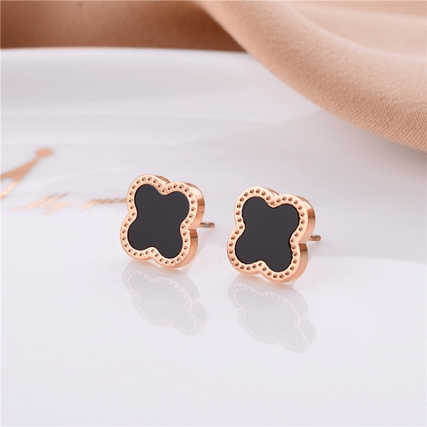 Wholesale Black Clover Titanium Steel Stud Earrings (F)JDC-ES-Kucai002 Earrings 酷彩 Wholesale Jewelry JoyasDeChina Joyas De China