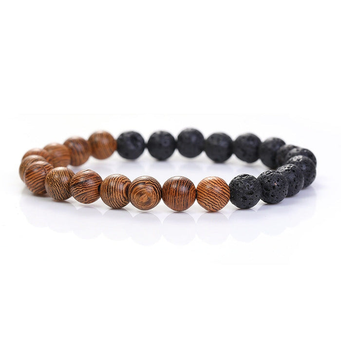 Wholesale Black Frosted Stone Wood Bead Bracelet JDC-BT-Pfei006 Bracelet 璞菲 Wholesale Jewelry JoyasDeChina Joyas De China