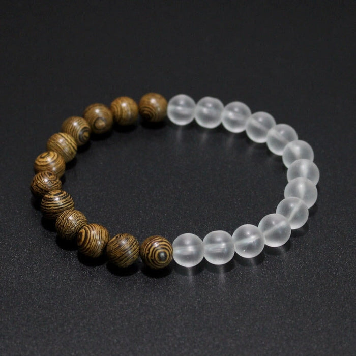 Wholesale Black Frosted Stone Wood Bead Bracelet JDC-BT-Pfei006 Bracelet 璞菲 Wholesale Jewelry JoyasDeChina Joyas De China