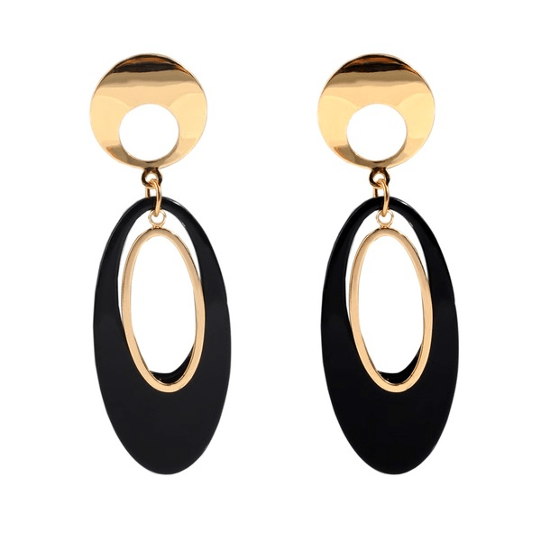 Wholesale Black Geometric Acrylic Oval Earrings JDC-ES-Ruol015 Earrings 若龙 Wholesale Jewelry JoyasDeChina Joyas De China