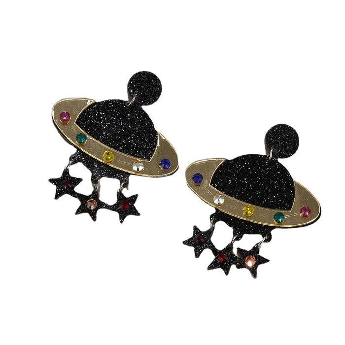 Wholesale Black Glitter Cosmic Acrylic Earrings JDC-ES-GANL012 Earrings 甘来 black Wholesale Jewelry JoyasDeChina Joyas De China