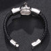 Wholesale black leather lion head stainless steel bracelet JDC-BT-RShen004 Bracelet 日盛 Steel color 185mm Wholesale Jewelry JoyasDeChina Joyas De China