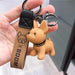 Wholesale black resin puppy french bulldog bronzing leather rope keychain JDC-KC-Gongz013 Keychains 宫泽 Wholesale Jewelry JoyasDeChina Joyas De China