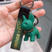 Wholesale black resin puppy french bulldog bronzing leather rope keychain JDC-KC-Gongz013 Keychains 宫泽 B58-2 dark green Single bag Wholesale Jewelry JoyasDeChina Joyas De China