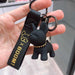 Wholesale black resin puppy french bulldog bronzing leather rope keychain JDC-KC-Gongz013 Keychains 宫泽 B58-5 black Single bag Wholesale Jewelry JoyasDeChina Joyas De China