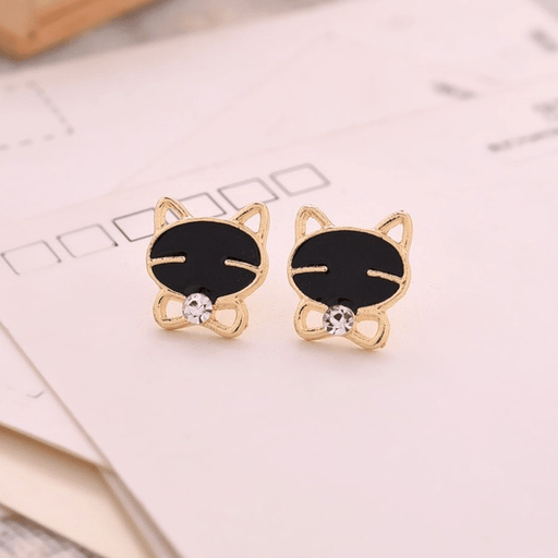 Wholesale Black Smiley Cat Alloy Earrings JDC-ES-Fangong003 Earrings 巩凡 Wholesale Jewelry JoyasDeChina Joyas De China