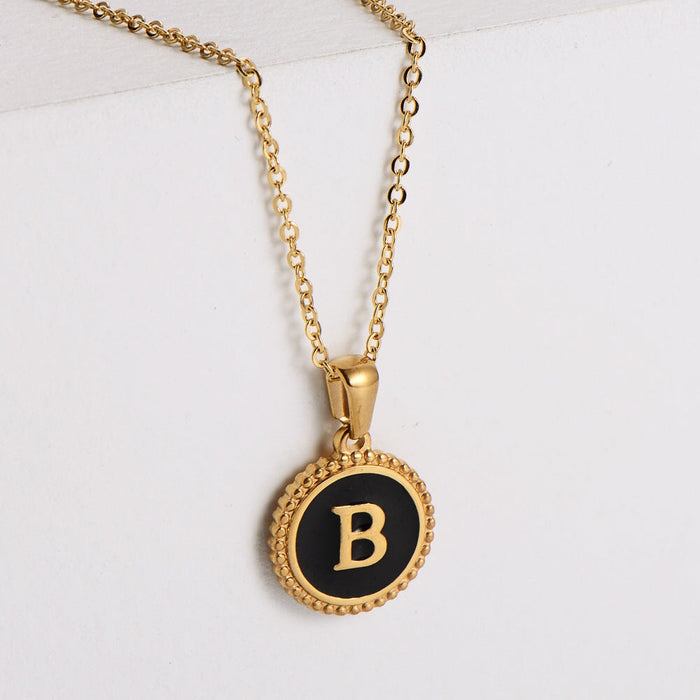 Wholesale black stainless steel gold-plated letter necklace JDC-NE-Aimi014 Necklaces 爱米萝 Wholesale Jewelry JoyasDeChina Joyas De China