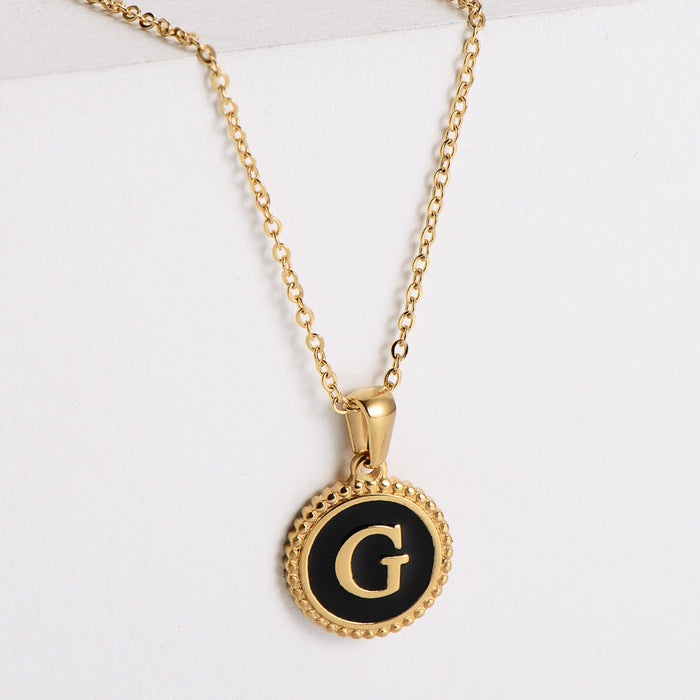 Wholesale black stainless steel gold-plated letter necklace JDC-NE-Aimi014 Necklaces 爱米萝 Wholesale Jewelry JoyasDeChina Joyas De China