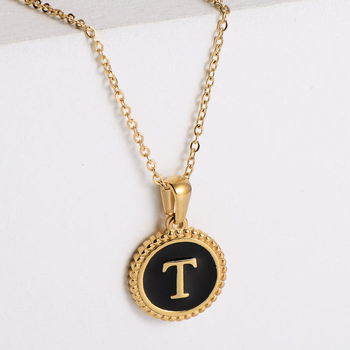 Wholesale black stainless steel gold-plated letter necklace JDC-NE-Aimi014 Necklaces 爱米萝 Wholesale Jewelry JoyasDeChina Joyas De China