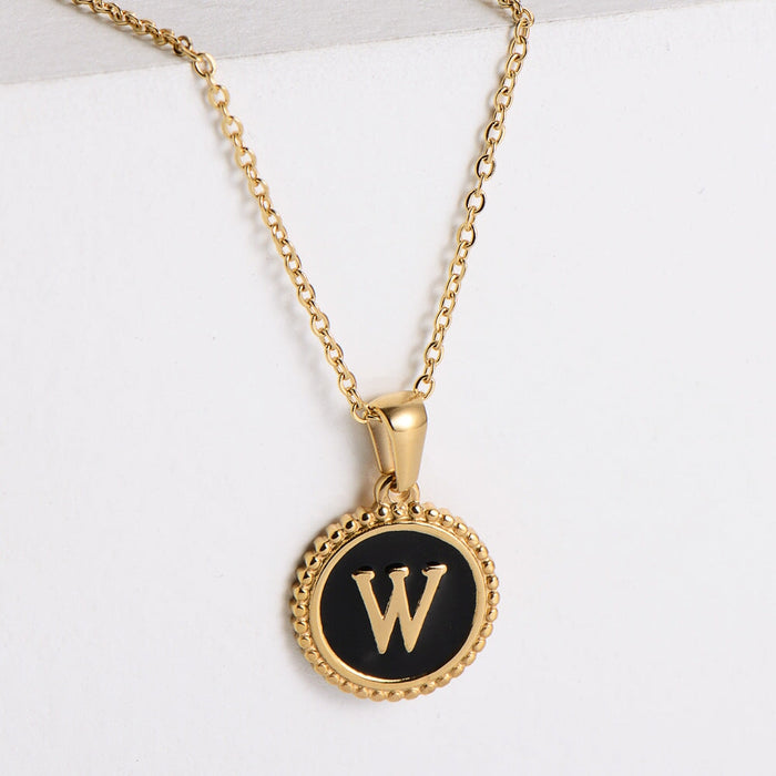 Wholesale black stainless steel gold-plated letter necklace JDC-NE-Aimi014 Necklaces 爱米萝 Wholesale Jewelry JoyasDeChina Joyas De China