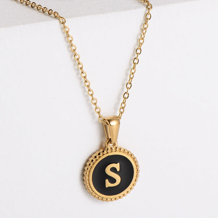 Wholesale black stainless steel gold-plated letter necklace JDC-NE-Aimi014 Necklaces 爱米萝 Wholesale Jewelry JoyasDeChina Joyas De China