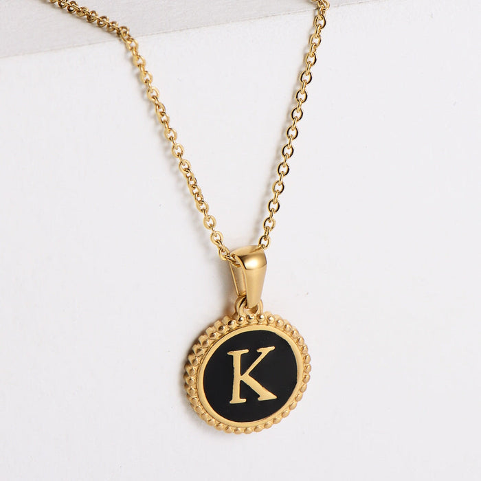 Wholesale black stainless steel gold-plated letter necklace JDC-NE-Aimi014 Necklaces 爱米萝 Wholesale Jewelry JoyasDeChina Joyas De China