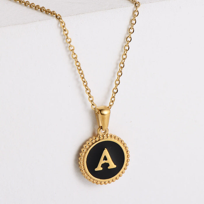 Wholesale black stainless steel gold-plated letter necklace JDC-NE-Aimi014 Necklaces 爱米萝 Wholesale Jewelry JoyasDeChina Joyas De China