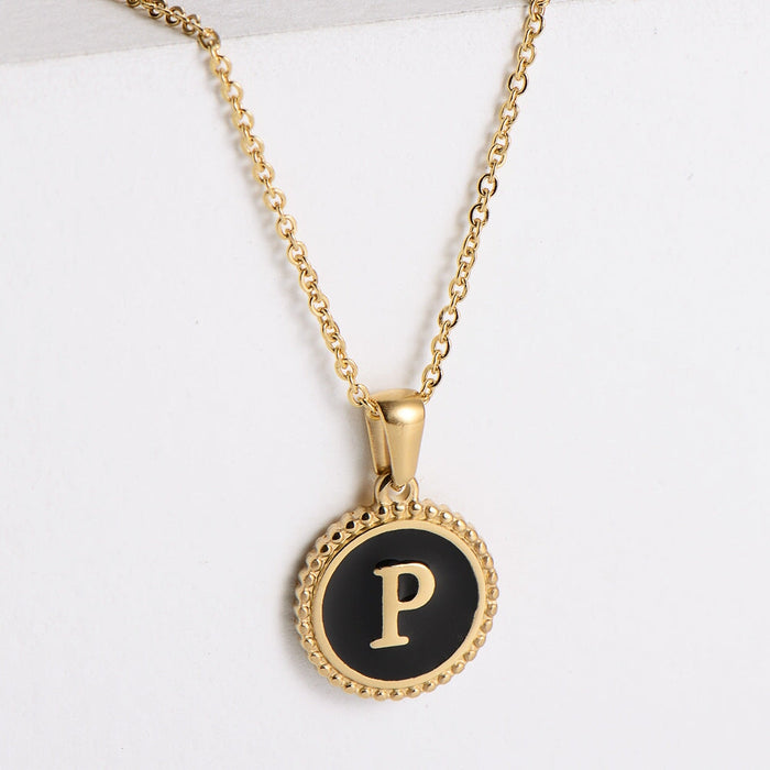 Wholesale black stainless steel gold-plated letter necklace JDC-NE-Aimi014 Necklaces 爱米萝 Wholesale Jewelry JoyasDeChina Joyas De China