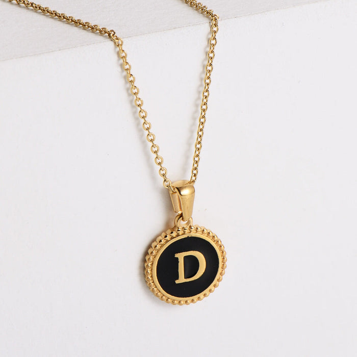 Wholesale black stainless steel gold-plated letter necklace JDC-NE-Aimi014 Necklaces 爱米萝 Wholesale Jewelry JoyasDeChina Joyas De China