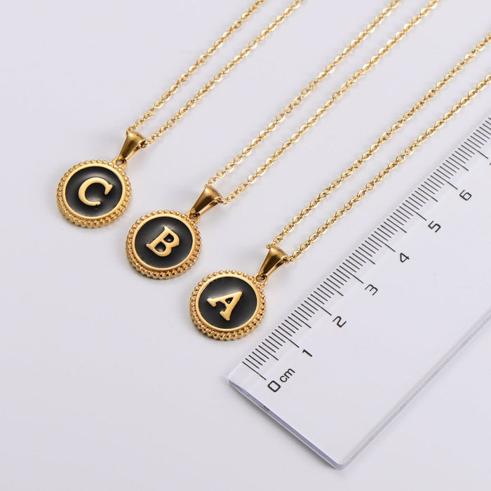 Wholesale black stainless steel gold-plated letter necklace JDC-NE-Aimi014 Necklaces 爱米萝 Wholesale Jewelry JoyasDeChina Joyas De China