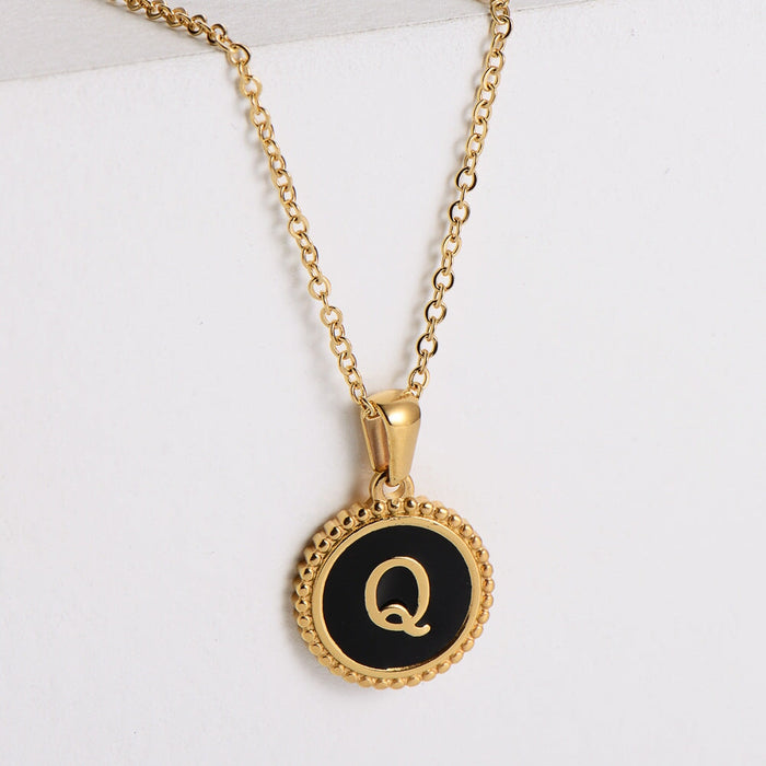 Wholesale black stainless steel gold-plated letter necklace JDC-NE-Aimi014 Necklaces 爱米萝 Wholesale Jewelry JoyasDeChina Joyas De China