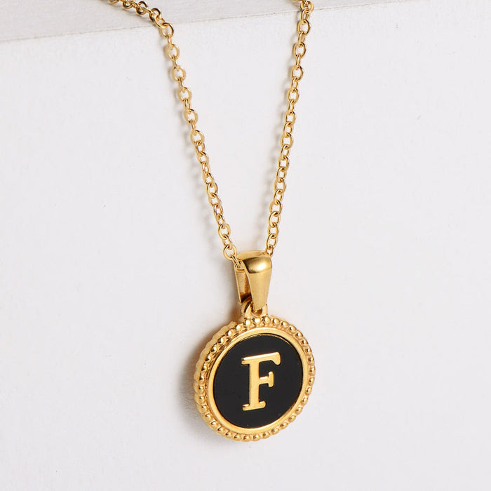 Wholesale black stainless steel gold-plated letter necklace JDC-NE-Aimi014 Necklaces 爱米萝 Wholesale Jewelry JoyasDeChina Joyas De China