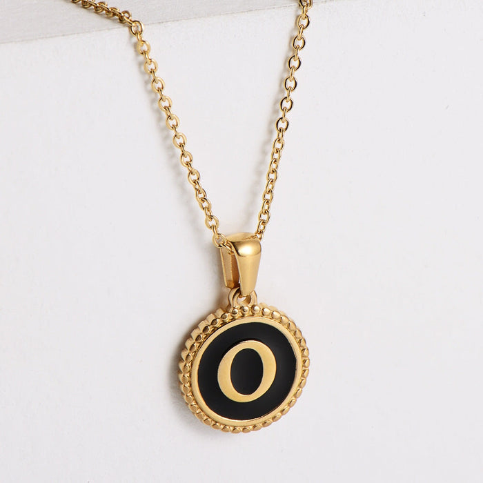 Wholesale black stainless steel gold-plated letter necklace JDC-NE-Aimi014 Necklaces 爱米萝 O Wholesale Jewelry JoyasDeChina Joyas De China