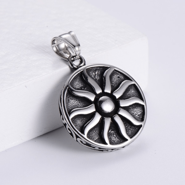 Wholesale black stainless steel sunflower Necklace JDC-NE-Aimi004 Necklaces 爱米萝 Wholesale Jewelry JoyasDeChina Joyas De China