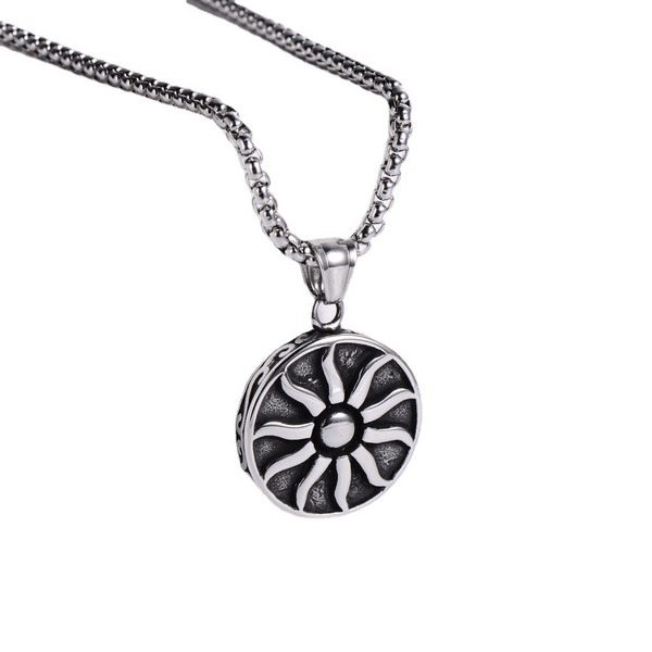 Wholesale black stainless steel sunflower Necklace JDC-NE-Aimi004 Necklaces 爱米萝 Wholesale Jewelry JoyasDeChina Joyas De China