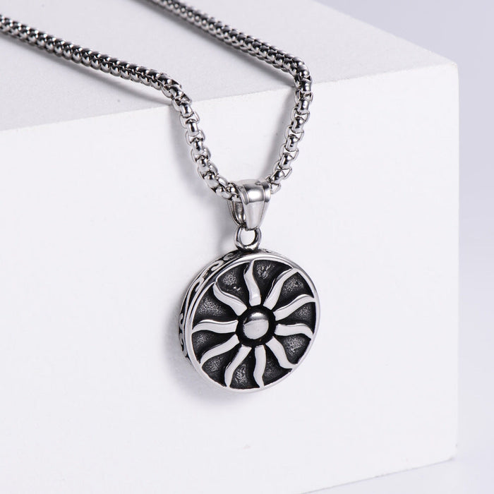 Wholesale black stainless steel sunflower Necklace JDC-NE-Aimi004 Necklaces 爱米萝 with chain 0.35*60cm Wholesale Jewelry JoyasDeChina Joyas De China