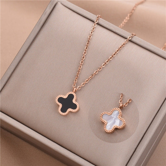 Wholesale Black Swan 18k Rose Gold Titanium Steel Necklace(F)JDC-NE-Kucai008 necklaces 酷彩 807 clover -O subchain Wholesale Jewelry JoyasDeChina Joyas De China