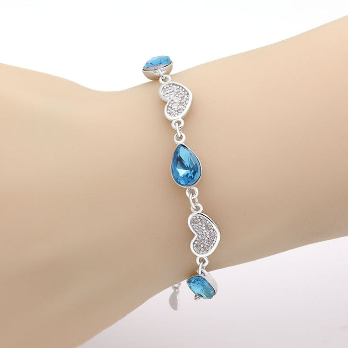 Wholesale Blue Crystal Copper Silver Plated Bracelet JDC-BT-Ffei006 Bracelet 菲菲 Wholesale Jewelry JoyasDeChina Joyas De China