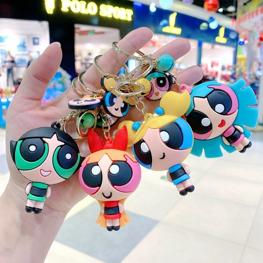 Wholesale Blue Metal Cartoon Powerpuff Girls Keychain （F）JDC-KC-Gongz012 Keychains 宫泽 Wholesale Jewelry JoyasDeChina Joyas De China