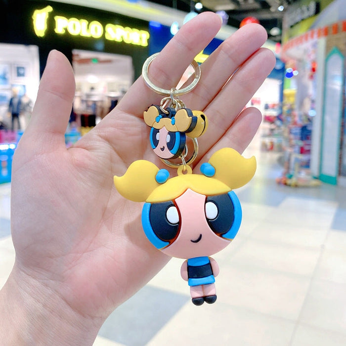 Wholesale Blue Metal Cartoon Powerpuff Girls Keychain （F）JDC-KC-Gongz012 Keychains 宫泽 Wholesale Jewelry JoyasDeChina Joyas De China