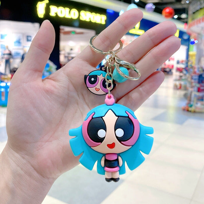 Wholesale Blue Metal Cartoon Powerpuff Girls Keychain （F）JDC-KC-Gongz012 Keychains 宫泽 Wholesale Jewelry JoyasDeChina Joyas De China