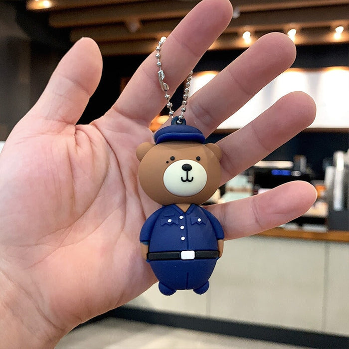 Wholesale blue pvc bear keychain JDC-KC-Aolong009 Keychains 傲龙 Bear bead chain7.5cm Wholesale Jewelry JoyasDeChina Joyas De China