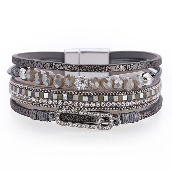 Wholesale Boho Crystal Rhinestone Multilayer Magnetic Buckle Bracelet JDC-BT-DHJ006 Bracelet 邓会君 Wholesale Jewelry JoyasDeChina Joyas De China