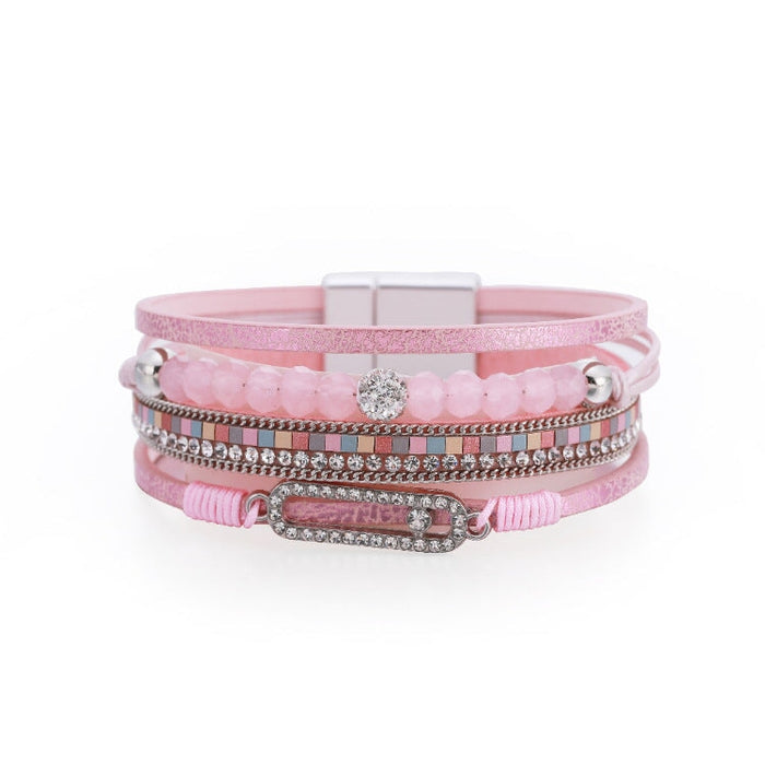 Wholesale Boho Crystal Rhinestone Multilayer Magnetic Buckle Bracelet JDC-BT-DHJ006 Bracelet 邓会君 sz00216-3 Wholesale Jewelry JoyasDeChina Joyas De China